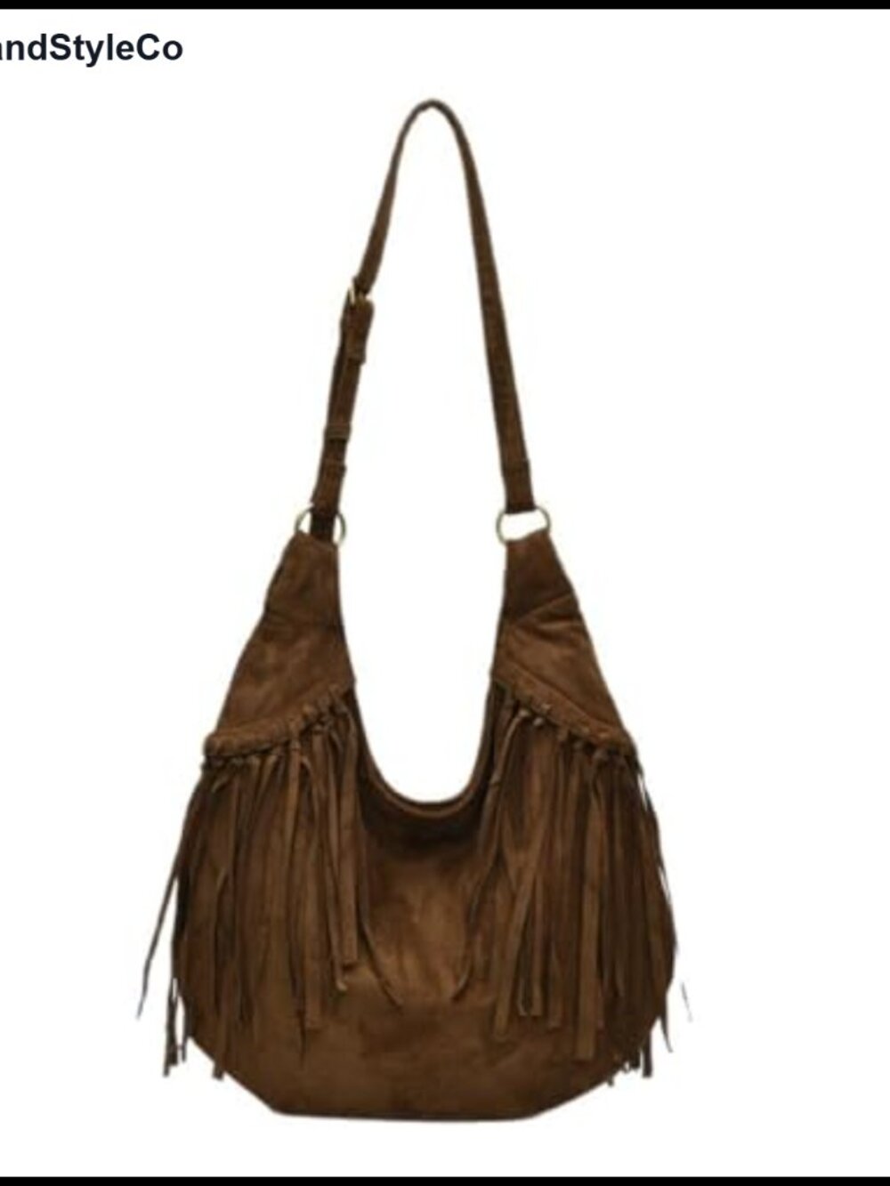 Vintage Vegan Suede Fringe Faux Suede Hobo Bag Crossbody Tote Shoulder Bag